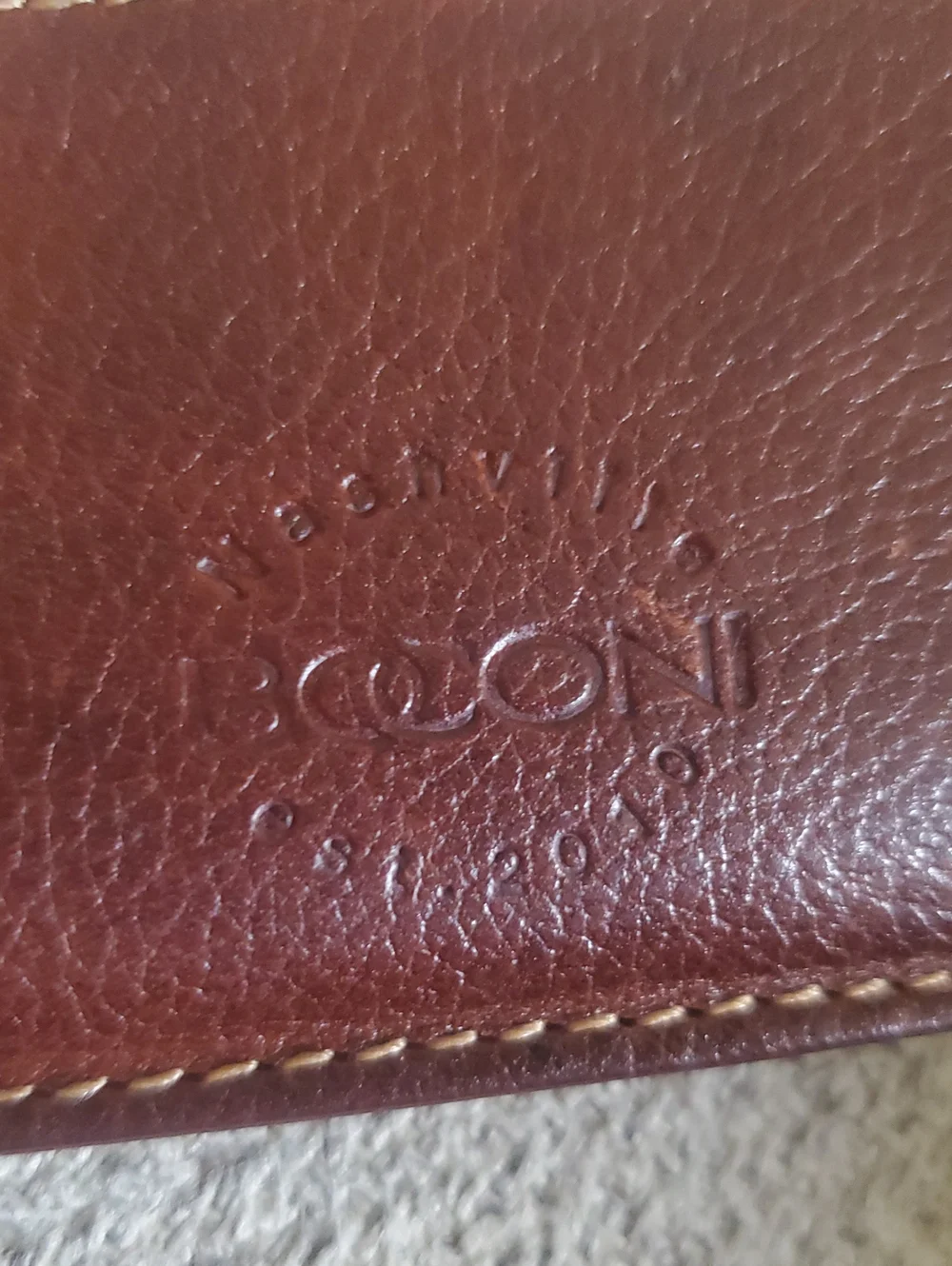 Boconi Brown Leather Card & ID Holder with Clear Window